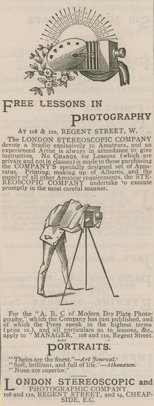 Annons för London Stereoscopic and Photographic Company av English School