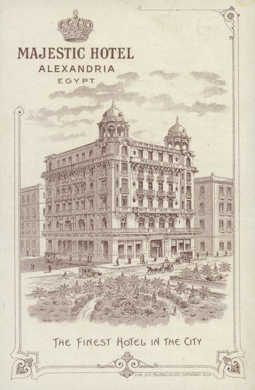 Annons för Majestic Hotel, Alexandria, Egypten av English School