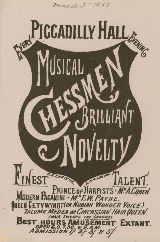 Annons för Musical Chessmen Brilliant Novelty av English School