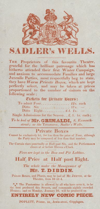 Annons för Sadlers Wells Theatre av English School