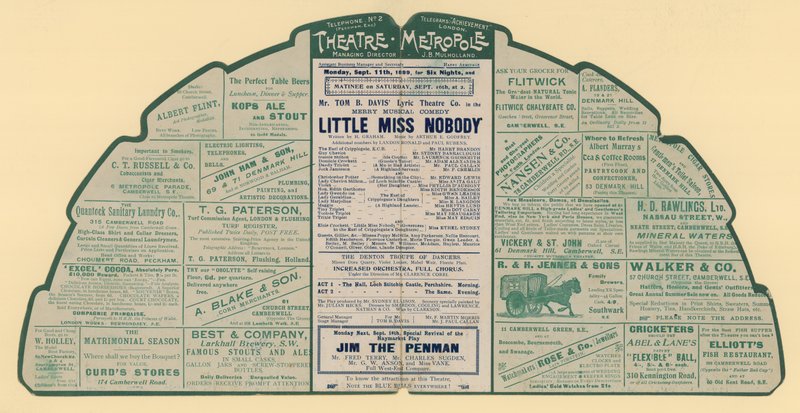 Reklambroschyr för Theatre Metropole, Peckham, London av English School