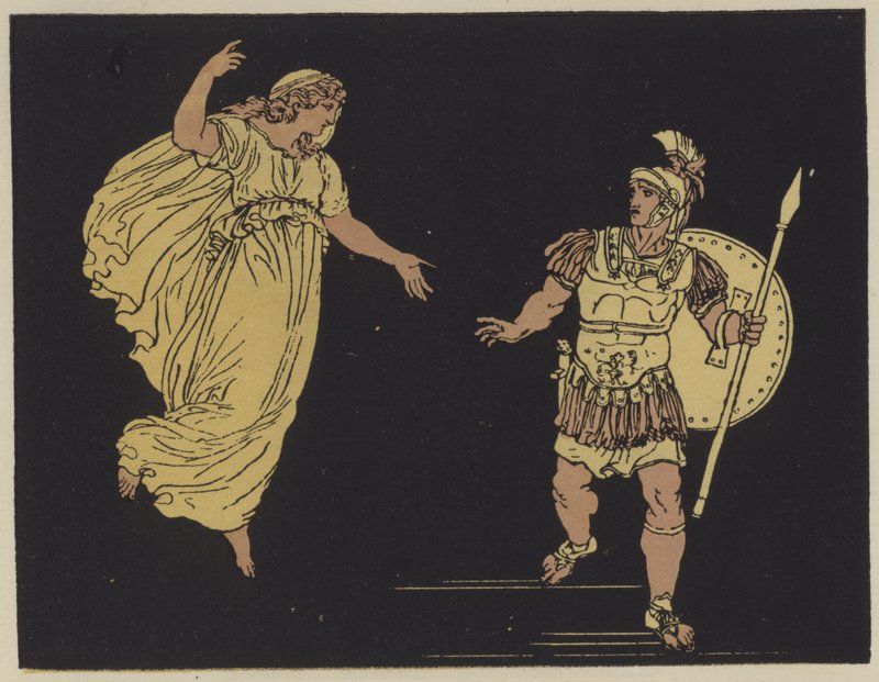 Aeneas och skuggan av Creusa (färg litho) av English School