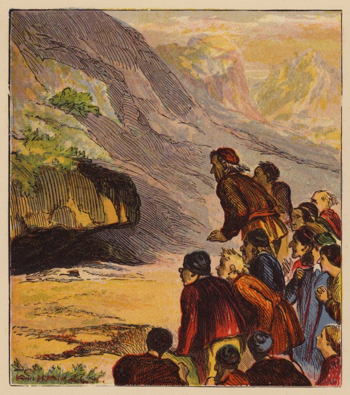 Aesops Fables: The Mountain in Labor (färg litho) av English School