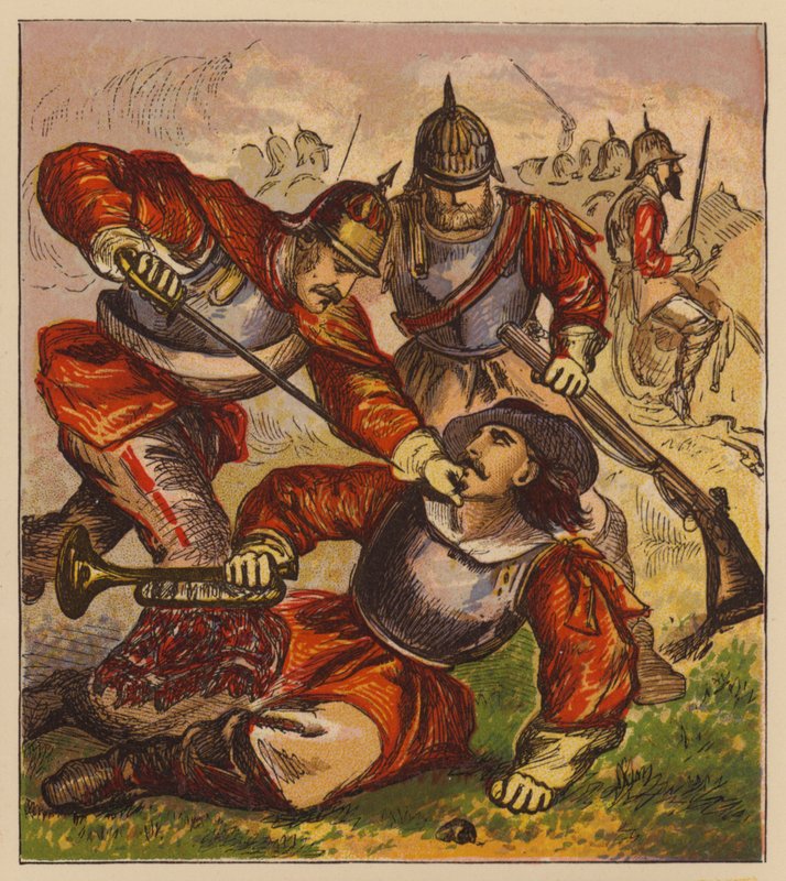 Aesops Fables: Trumpeter taken Prisoner (färg litho) av English School