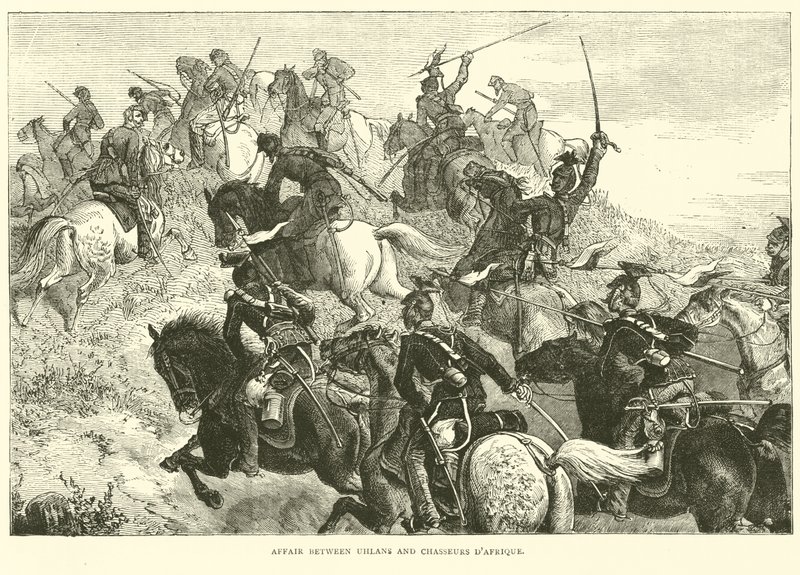 Affär mellan Uhlans och Chasseurs dAfrique, augusti 1870 av English School
