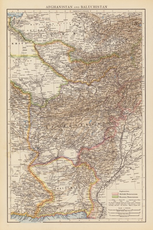 Afghanistan och Baluchistan (färglitografi) av English School