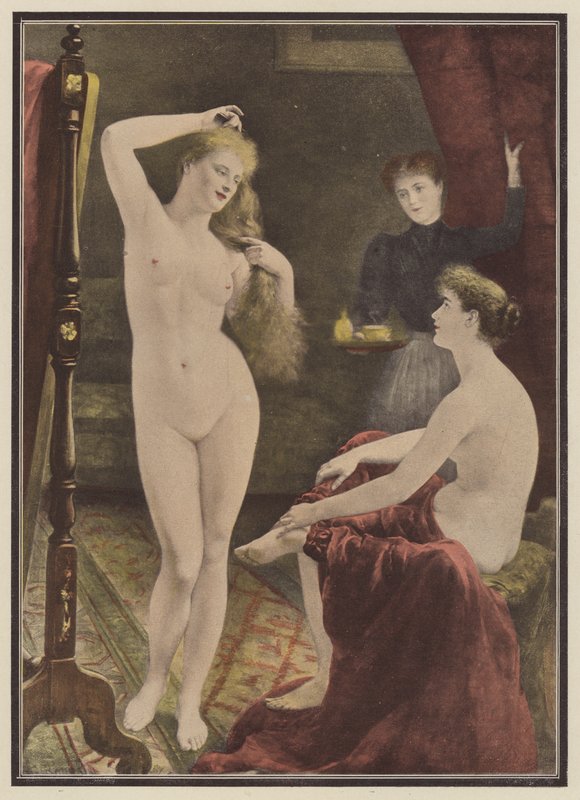 Efter badet (färg litho) av English School