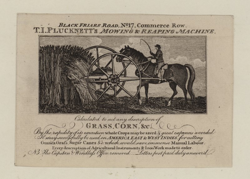 Jordbruksutrustningstillverkare, T I Plucknett, handelskort av English School