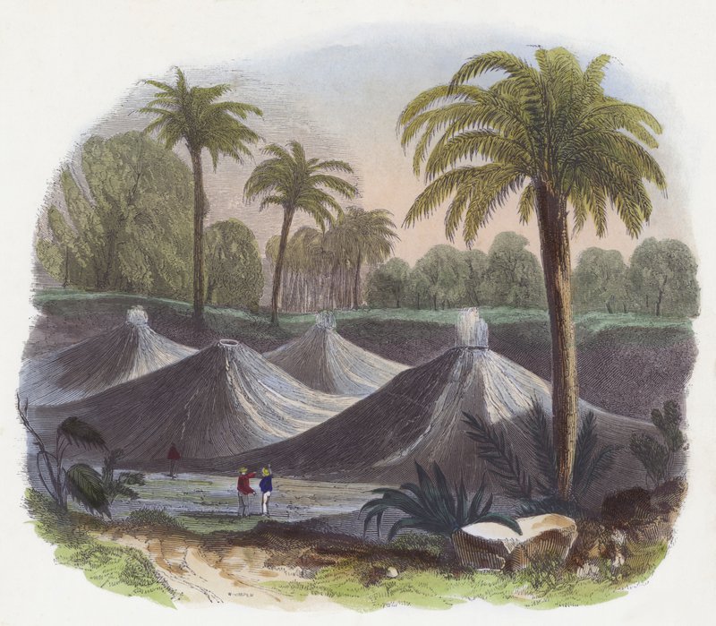 Air Volcanoes (färgad gravyr) av English School