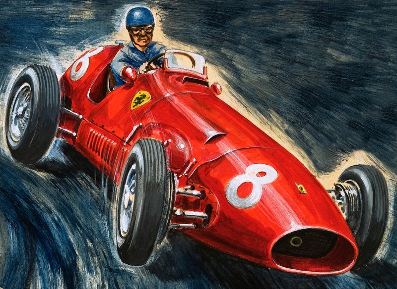 Alberto Ascari kör en Maserati av English School