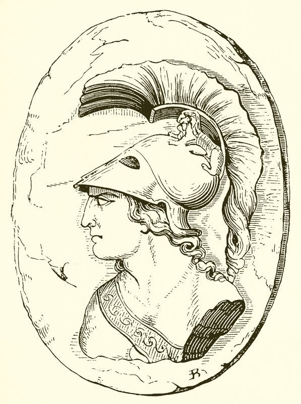 Alkibiades, från en antik skulptur (gravyr) av English School