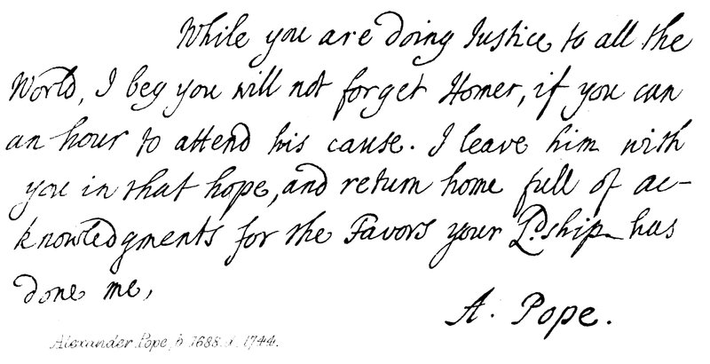 Alexander Pope (1688-1744), brev till Earl Halifax, 1714 av English School