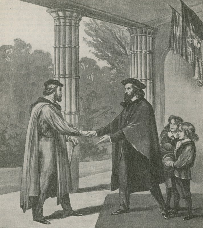 Alfred, Lord Tennyson, välkomnar Giuseppe Garibaldi till sitt hem på Isle of Wight av English School