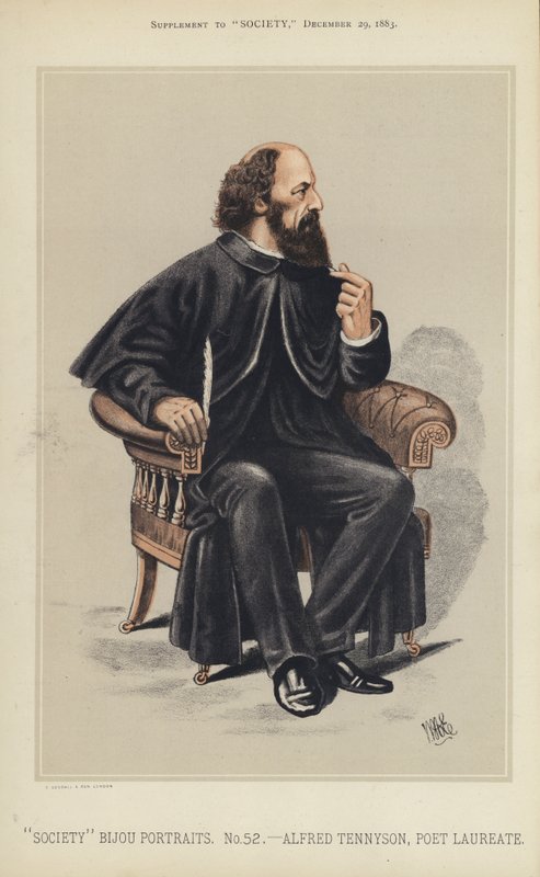 Alfred Tennyson, poetpristagare (lito i färg) av English School