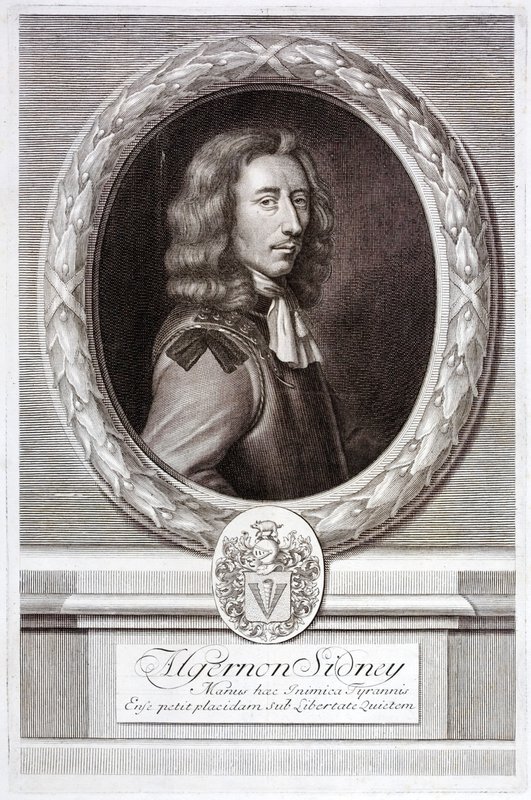 Algernon Sidney, engelsk republikansk politisk teoretiker och soldat (gravyr) av English School