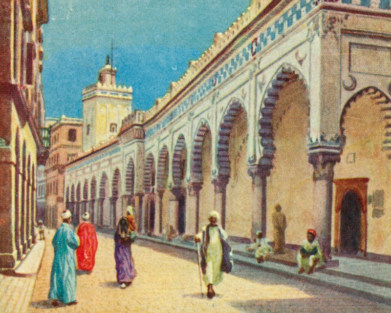 Alger, Den stora moskén (färglitografi) av English School