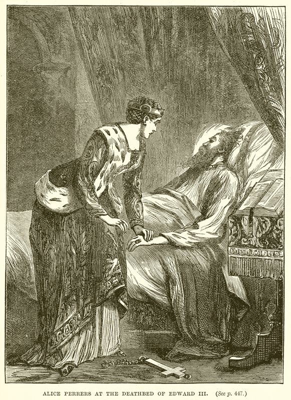 Alice Perrers vid Edward III:s dödsbädd av English School