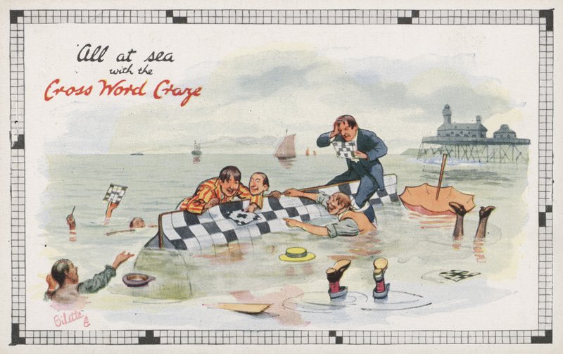 Allt till havs med Cross Word Craze (färg litho) av English School