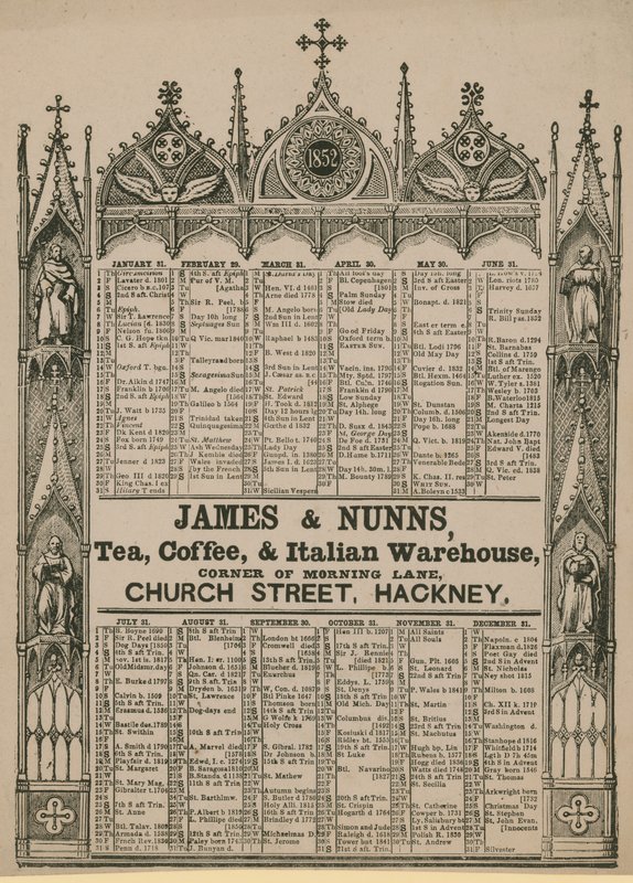 Almanack utgiven av James & Nunns av English School