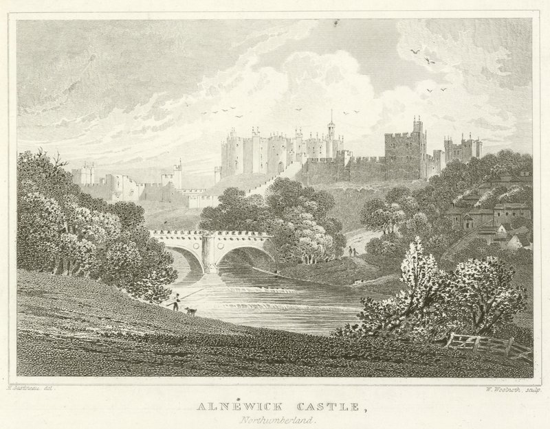 Alnwick Castle, Northumberland (gravyr) av English School