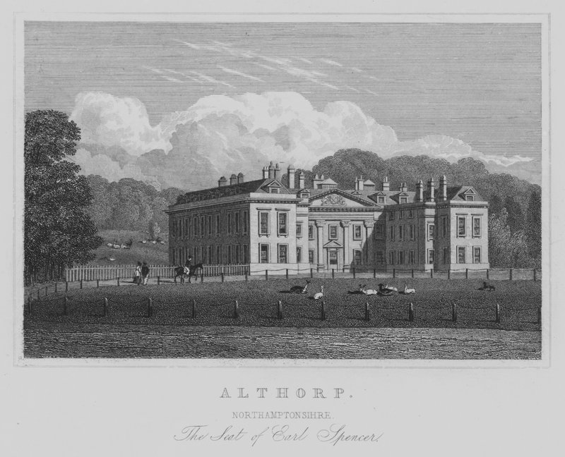 Althorp, Northamptonshire, Earl Spencers säte (gravyr) av English School