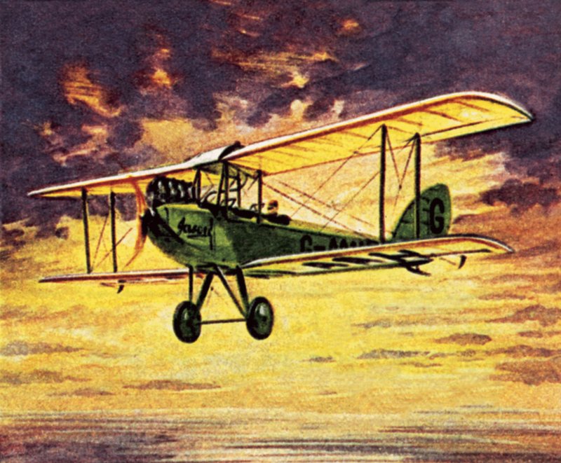 Amy Johnson i sin Gypsy MOth som heter "Jason" av English School