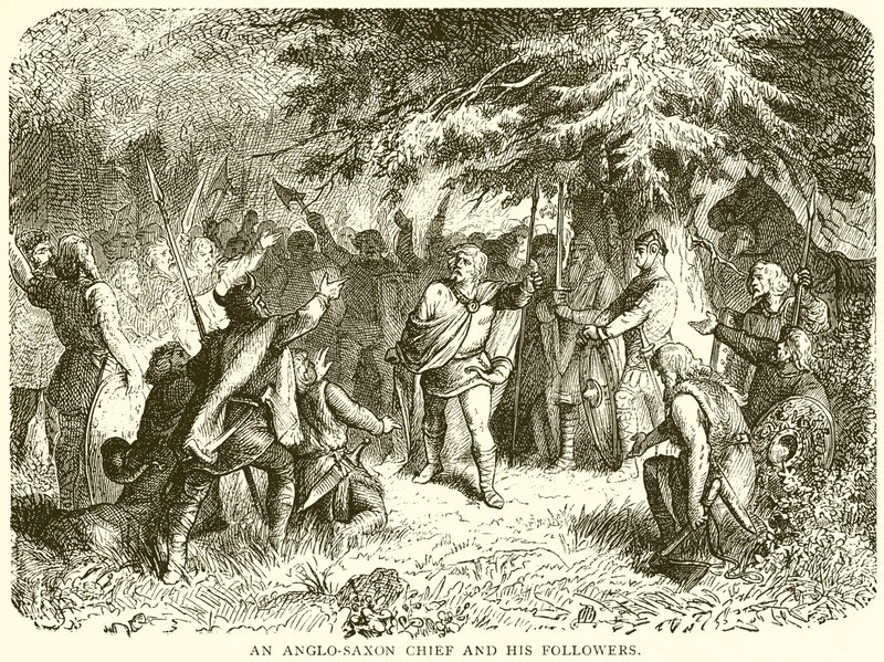 En anglosaxisk hövding och hans anhängare av English School