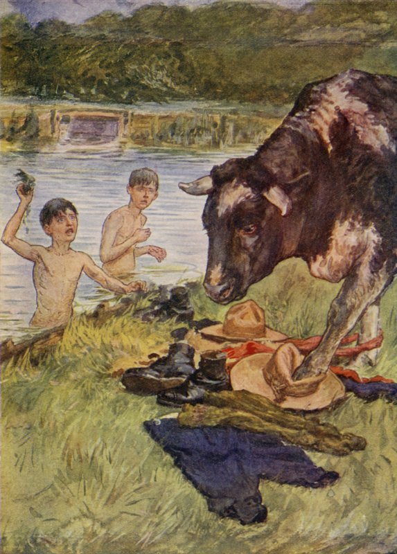 En oförutsedd besökare (färg litho) av English School
