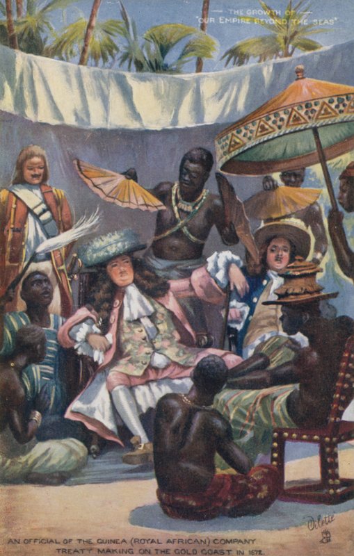 En tjänsteman från Guinea (Royal African) Companys avtalsslutande på Guldkusten 1672 av English School