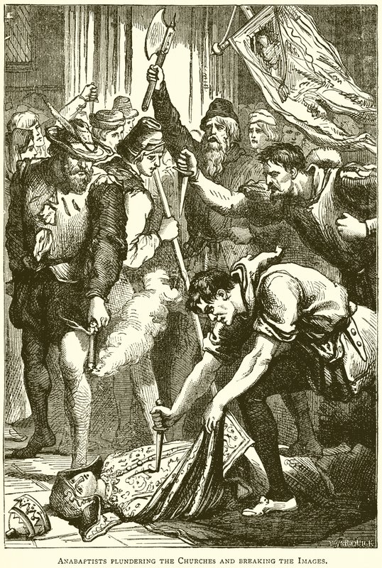 Anabaptister plundrar kyrkorna och bryter sönder bilderna av English School