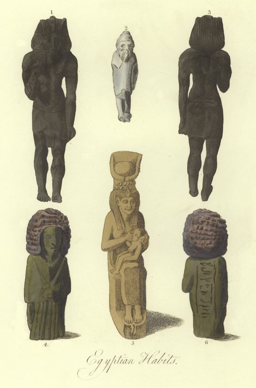 Forntida egyptiska statyer eller figurer av English School