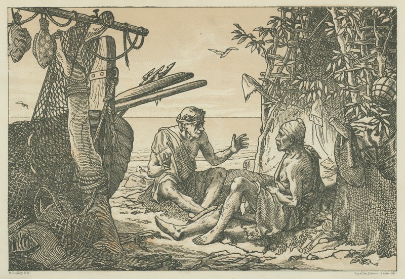 Forntida grekiska fiskare (litografi) av English School