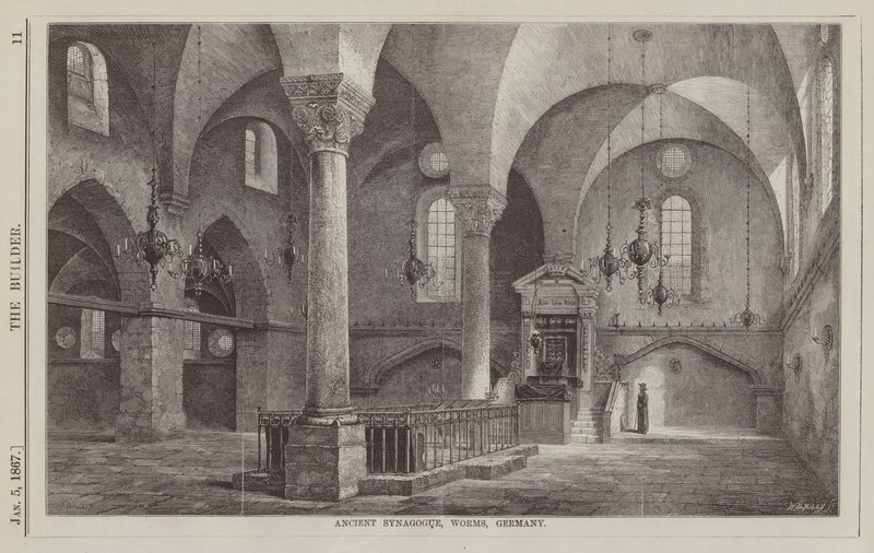 Ancient Synagogue, Worms, Tyskland (gravyr) av English School