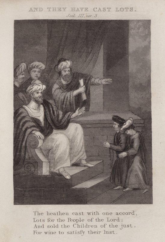 Och de har kastat lott, Joel III, ver 3 (gravyr) av English School