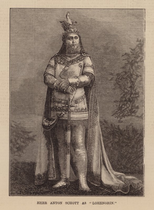 Anton Schott som Lohengrin (gravyr) av English School