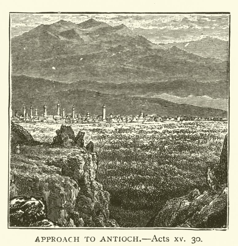 Approach to Antioch, Apostlagärningarna, xv, 30 (gravyr) av English School