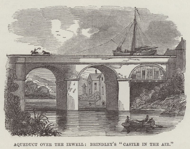 Akvedukten över Irwell, Brindleys "luftslott" (gravyr) av English School