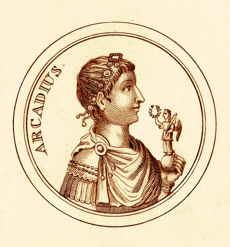 Arcadius, illustration från The Universal Historical Dictionary av George Crabb, publicerad 1825 (digitalt förbättrad bild) av English School