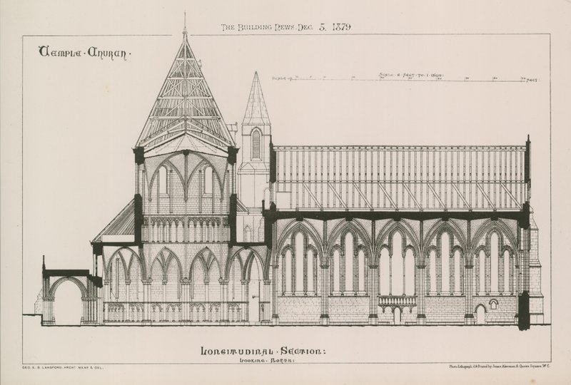 Arkitektonisk vy av Temple Church av English School