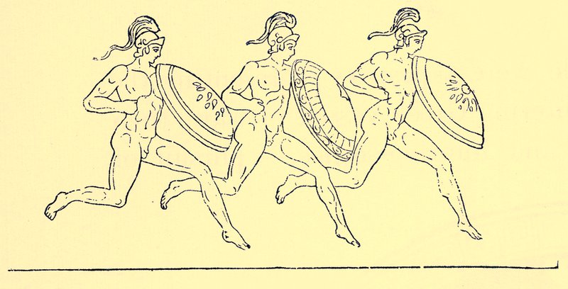 Armed Race, illustration från History of Greece av Victor Duruy, 1890 (digitalt förbättrad bild) av English School