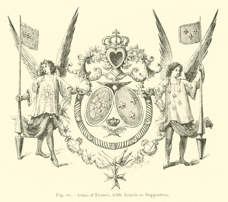 Arms of France, med änglar som supportrar av English School