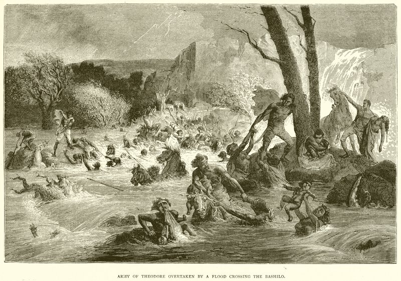 Army of Theodore omkörd av en översvämning som korsar Bashilo av English School