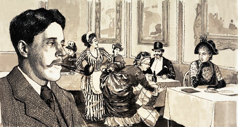 Arnold Bennett blev inspirerad att skriva The Old Wives" Tale när han observerade en stor dam på en restaurang av English School