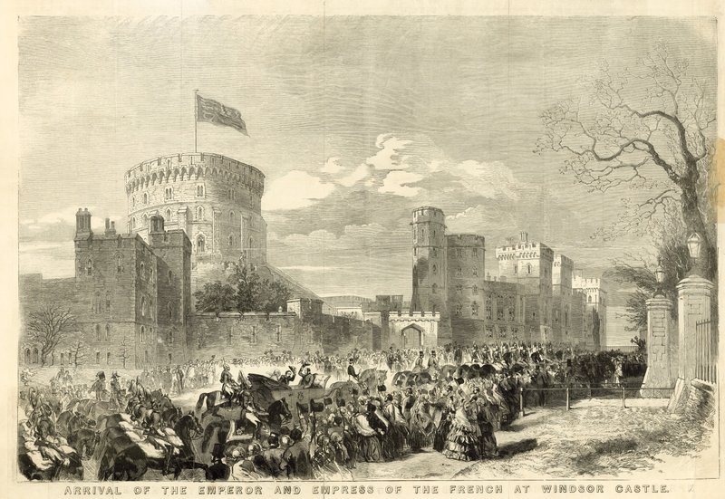 Ankomst av kejsaren och kejsarinnan av fransmännen till Windsor Castle av English School