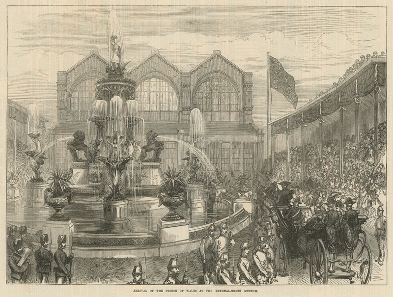 Prinsen av Wales ankomst till Bethnal Green Museum av English School