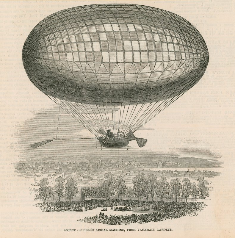 Ascent of Bells antennmaskin från Vauxhall Gardens, London av English School