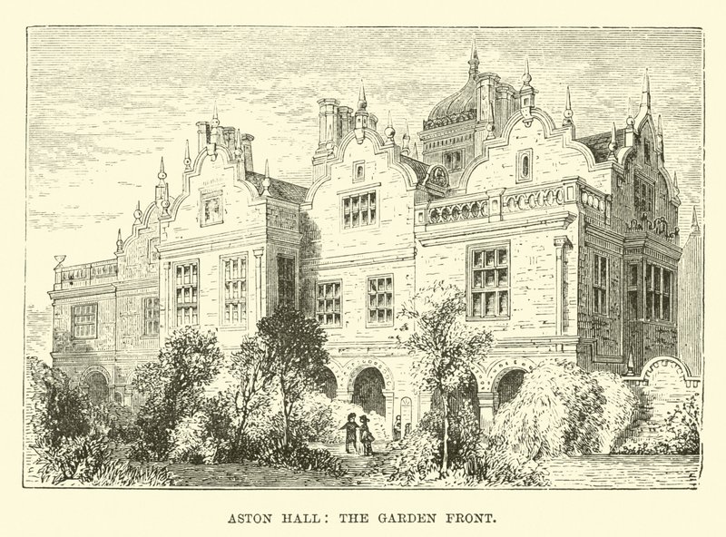 Aston Hall, trädgårdsfronten av English School