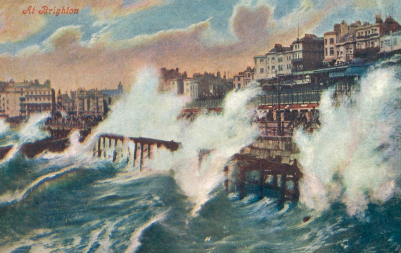 Vid Brighton (färglitografi) av English School