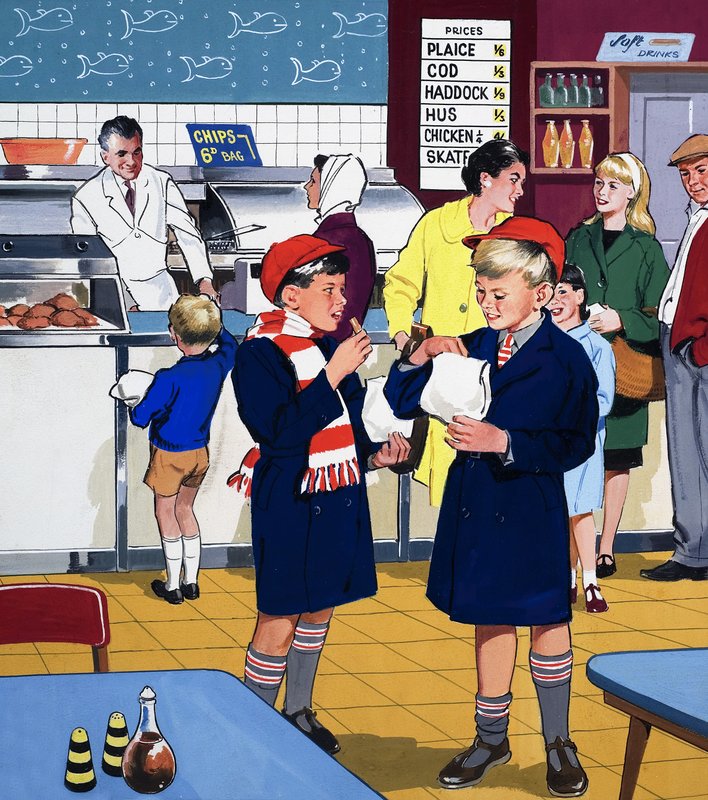 I Fish & Chips-butiken av English School