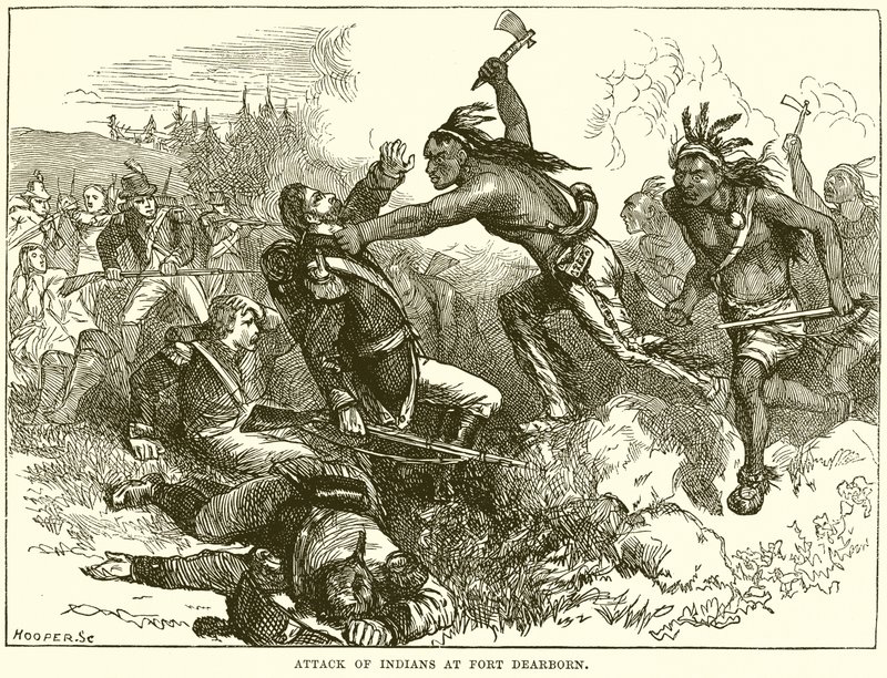Attack av indianer vid Fort Dearborn av English School